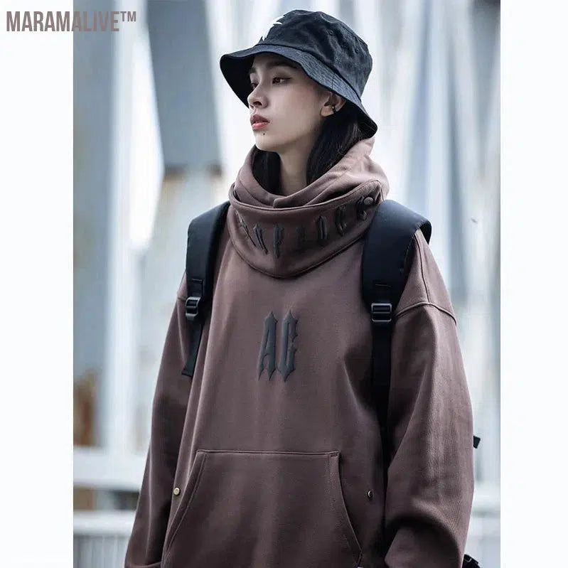 Men Functional Hoodies Streetwear Harajuku Removable Collar Sweatshirt Pullover Men Women Fashion Hoodie Techwear Clothing