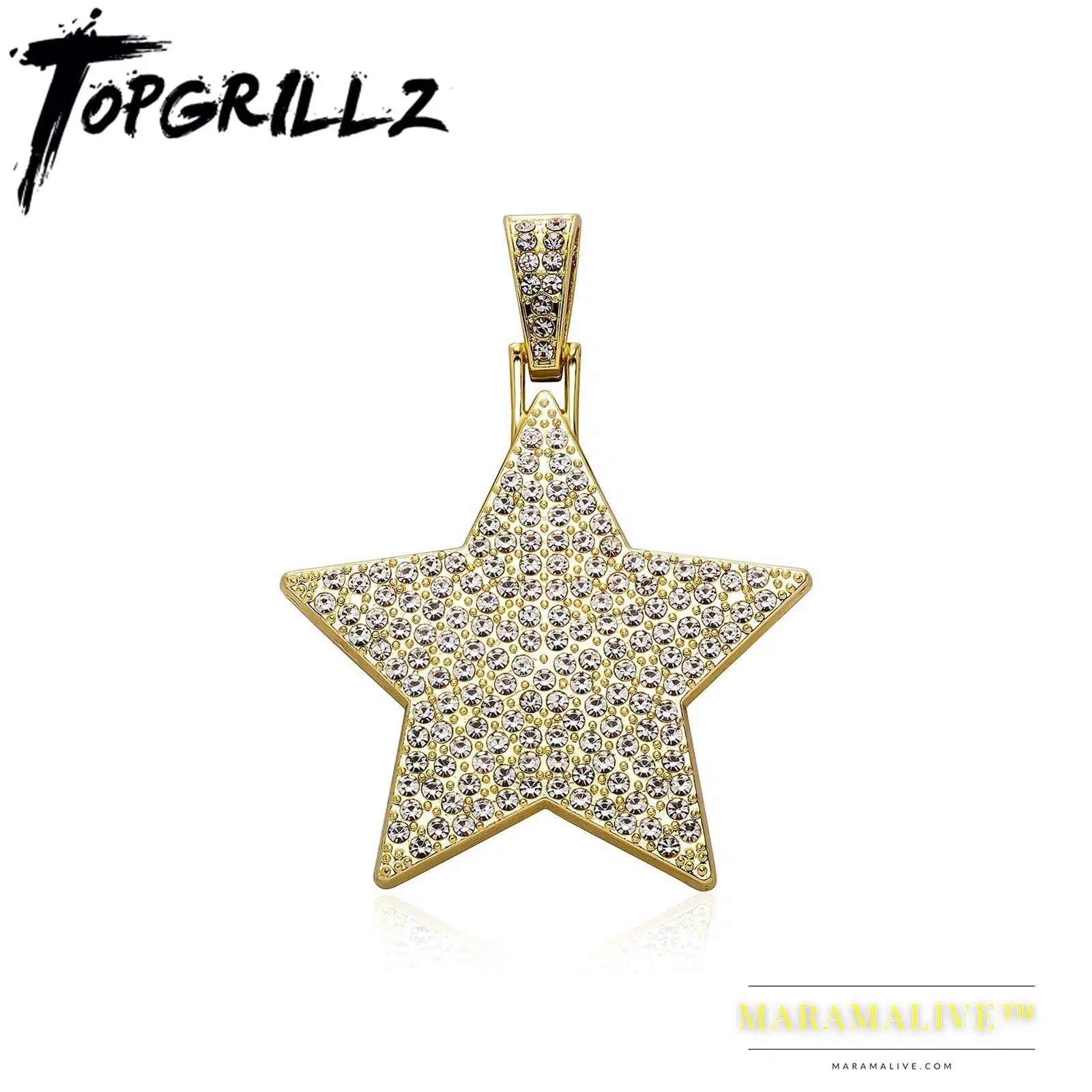 Men Hip Hop five-pointed Star Pendant Necklace Iced Out Bling Rhinestone Hiphop Necklaces Fashion Jewelry