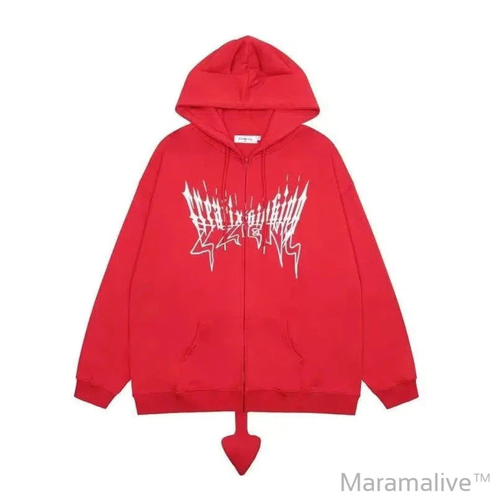 Men Women Hooded Punk Style Couple Hooded Sweatshirt Letter Print Zip Up Hoodies Y2K Streetwear Long Sleeve Loose Jacket Coats