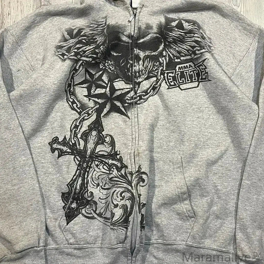 Men and Women's Gothic Skull Pattern Printing Hoodie, Hip Hop Casual Sweatshirt, Personality, Retro Hoodies, Streetwear New, Y2k