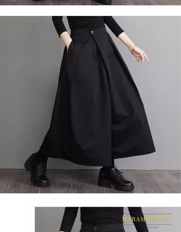 Men's And Women's Neutral Autumn High Waist Slimming Irregular Niche Japanese Loose Wide Leg Pants