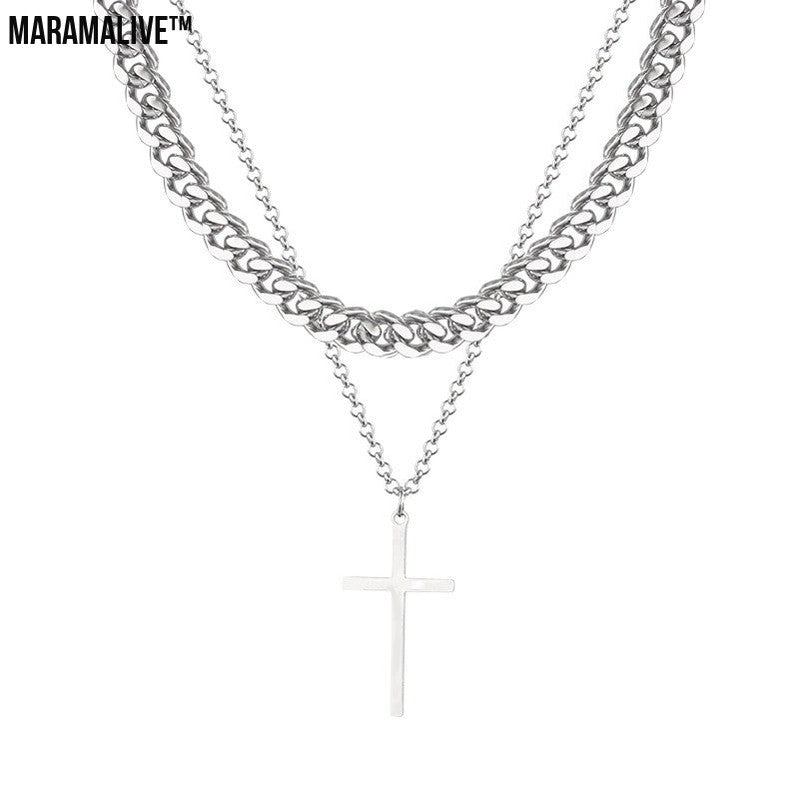 Men's Double-layer Hip Hop Twin Multi-layer Necklace