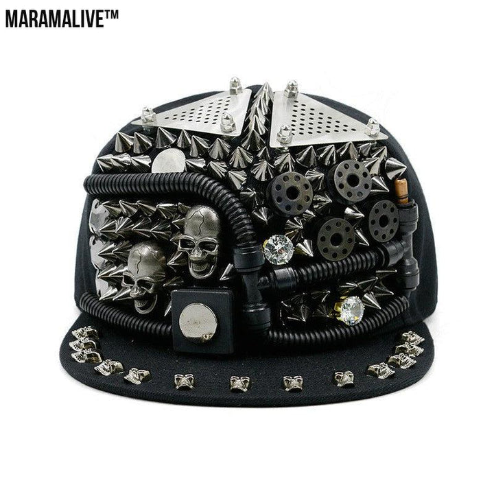 Men's Fashion Porous Skull Rivet Hip Hop Hat