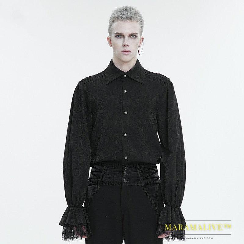 Men's Ruffled Gothic Long Sleeved Shirt