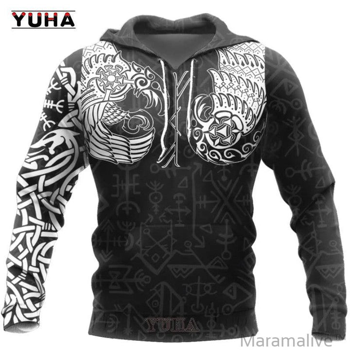 Men's Sweatshirts 3D Print Vikings Classic Wolf Men's Hoodies Jacket Spring Autumn Fashion Pullovers Hip Hop Punk Oversized Clo