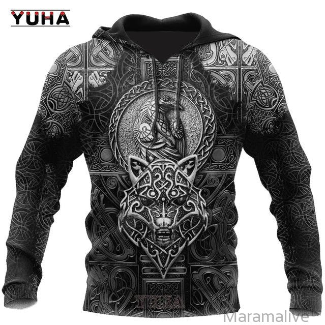 Men's Sweatshirts 3D Print Vikings Classic Wolf Men's Hoodies Jacket Spring Autumn Fashion Pullovers Hip Hop Punk Oversized Clo