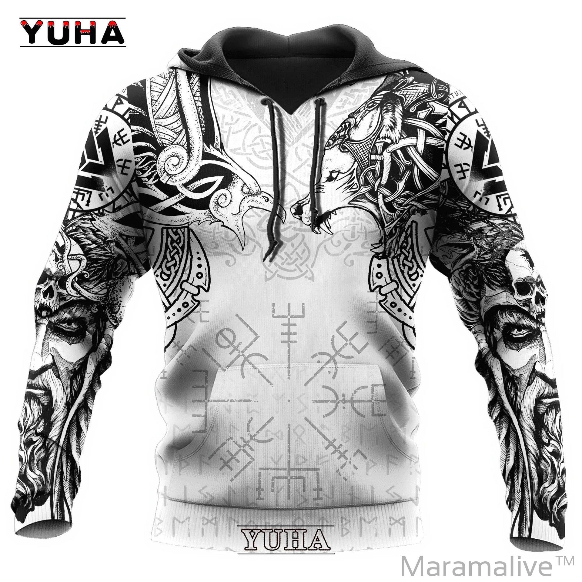 Men's Sweatshirts 3D Print Vikings Classic Wolf Men's Hoodies Jacket Spring Autumn Fashion Pullovers Hip Hop Punk Oversized Clo