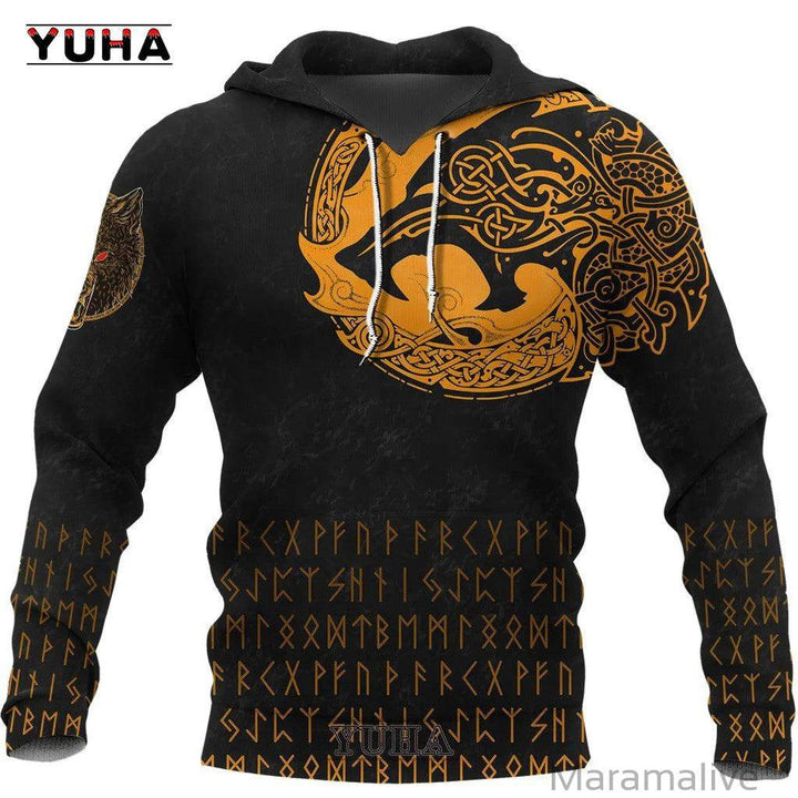 Men's Sweatshirts 3D Print Vikings Classic Wolf Men's Hoodies Jacket Spring Autumn Fashion Pullovers Hip Hop Punk Oversized Clo