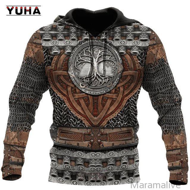 Men's Sweatshirts 3D Print Vikings Classic Wolf Men's Hoodies Jacket Spring Autumn Fashion Pullovers Hip Hop Punk Oversized Clo