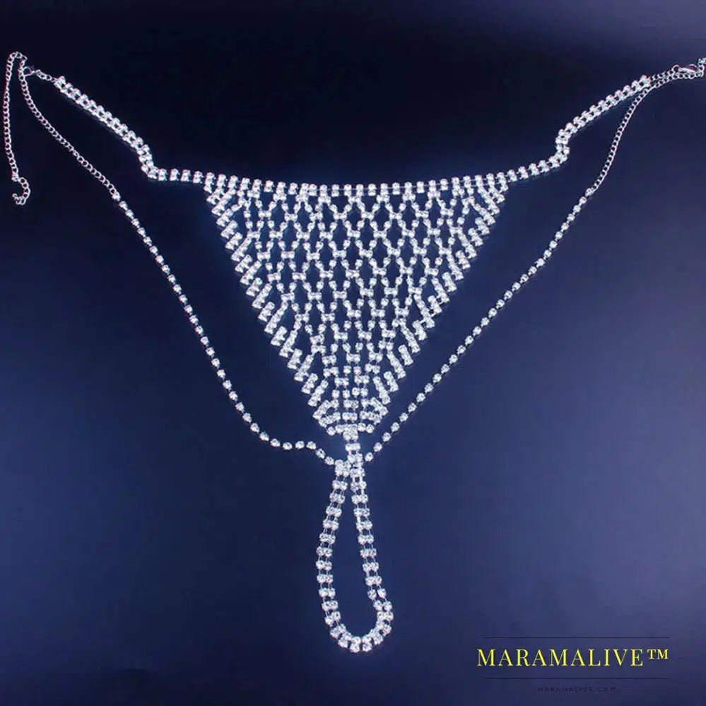 Mesh Crystal Bralette Underwear Sexy Jewelry for Women Bling Rhinestone Body Chain Bra Harness Waist Jewellery Party