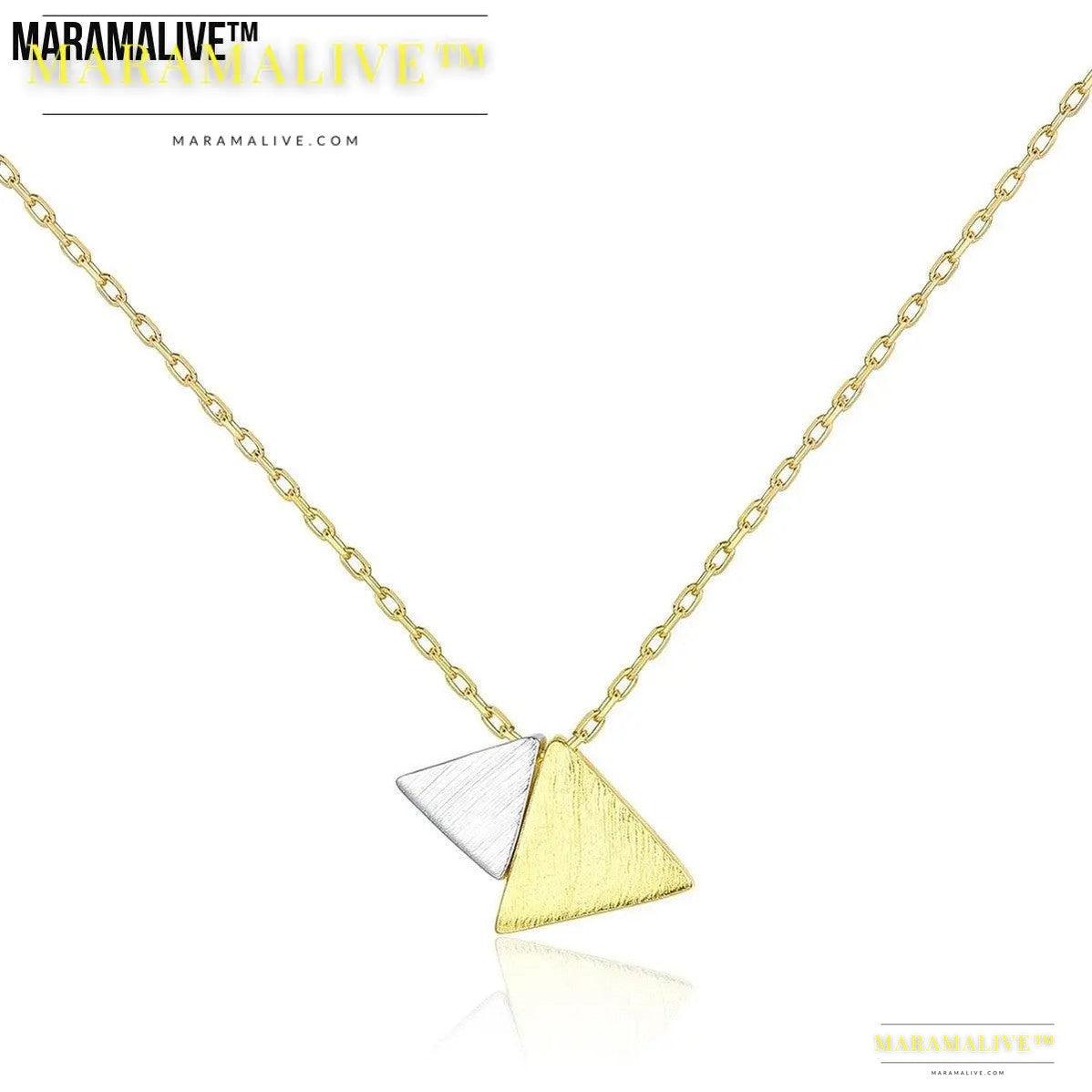 Mid-ancient Classic Style Necklace S925 Silver Pendant Triangle Elegant Graceful Jewelry