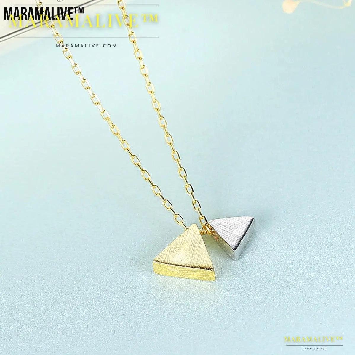 Mid-ancient Classic Style Necklace S925 Silver Pendant Triangle Elegant Graceful Jewelry