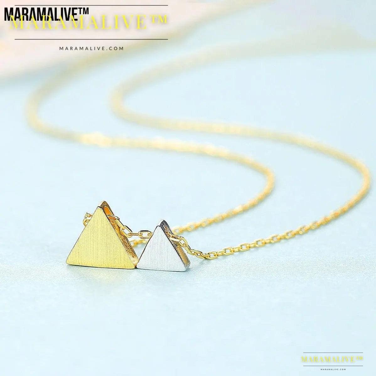 Mid-ancient Classic Style Necklace S925 Silver Pendant Triangle Elegant Graceful Jewelry