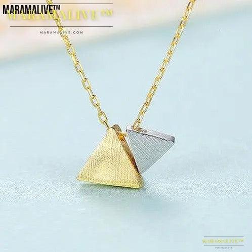 Mid-ancient Classic Style Necklace S925 Silver Pendant Triangle Elegant Graceful Jewelry