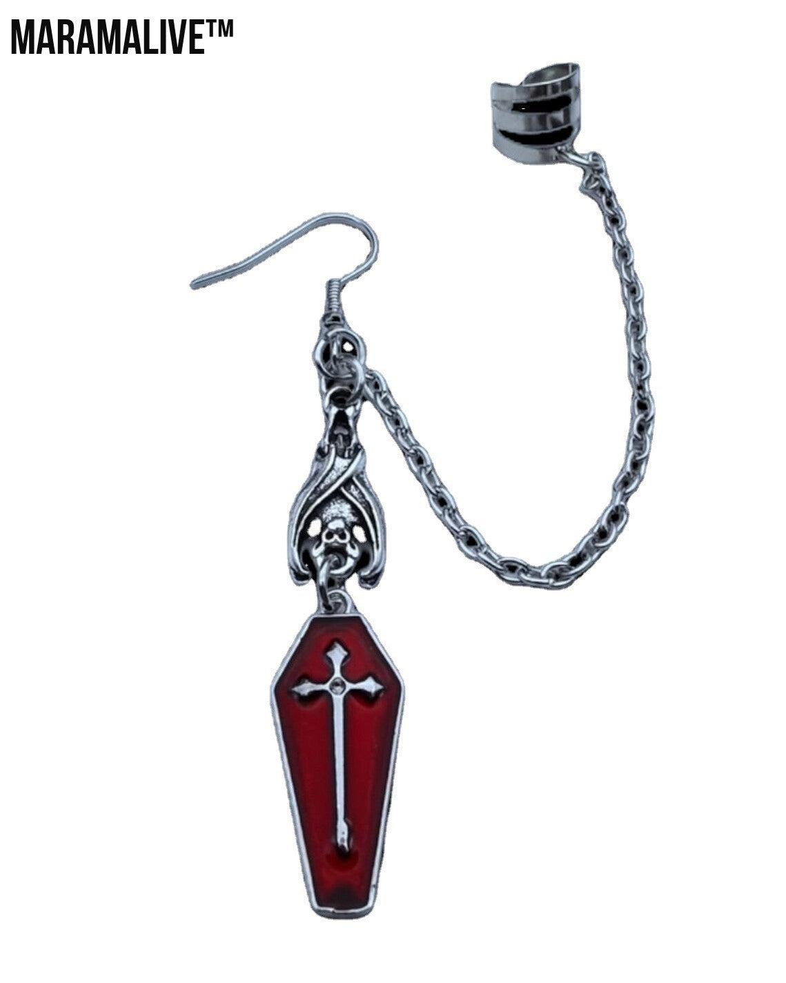 Midnight Allure Earring - Gothic, Bat Cross Coffin Earrings