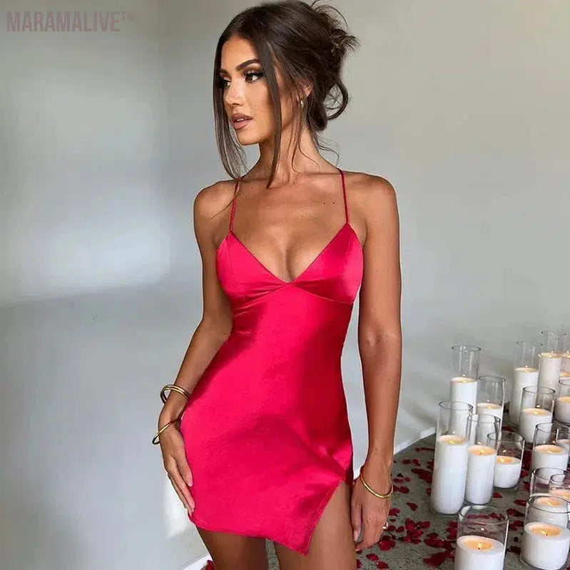 Mini Dress Black Dress Sleeveless Short Dresses Straps Red Dress Sexy Outfits Streetwear Y2K Dresses