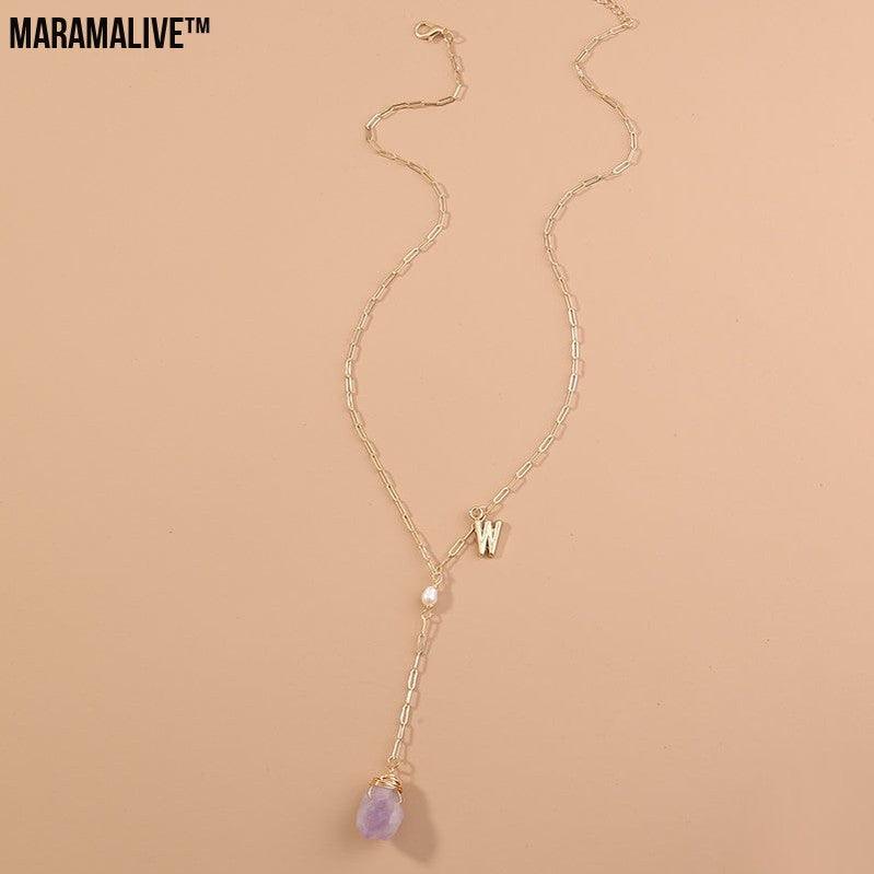 Minimalist Amethyst Stone Clavicle Chain