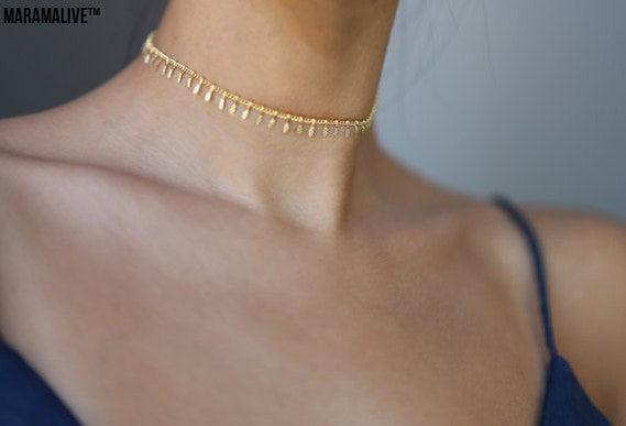 Minimalist Copper Embossed Necklace