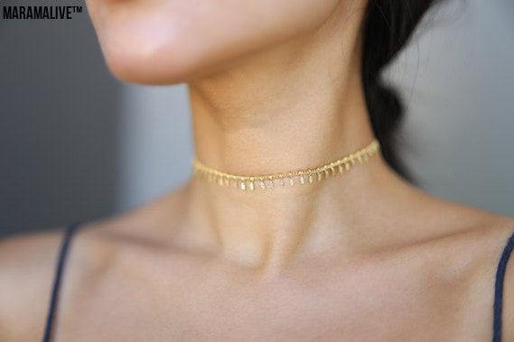 Minimalist Copper Embossed Necklace