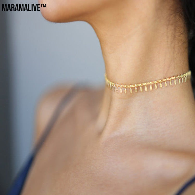 Minimalist Copper Embossed Necklace