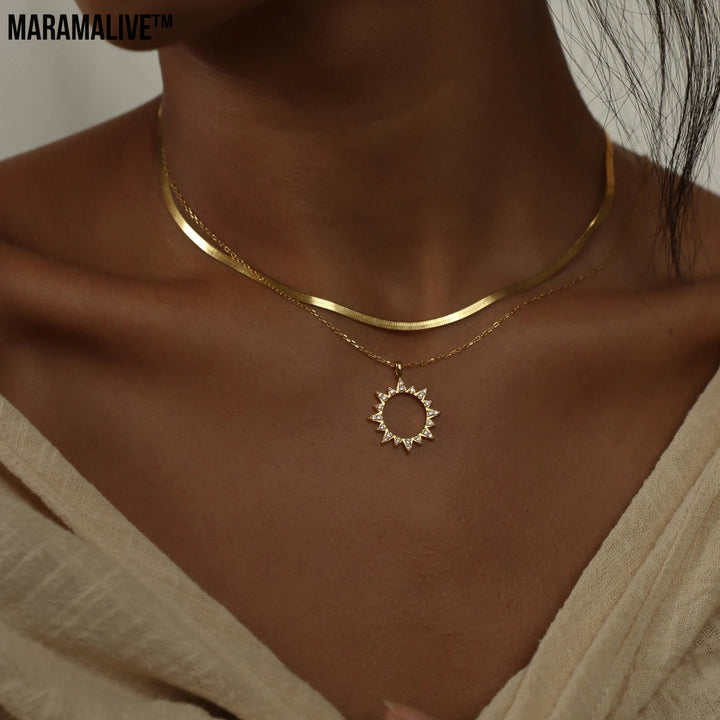 Minimalist Zircon Sun Necklace