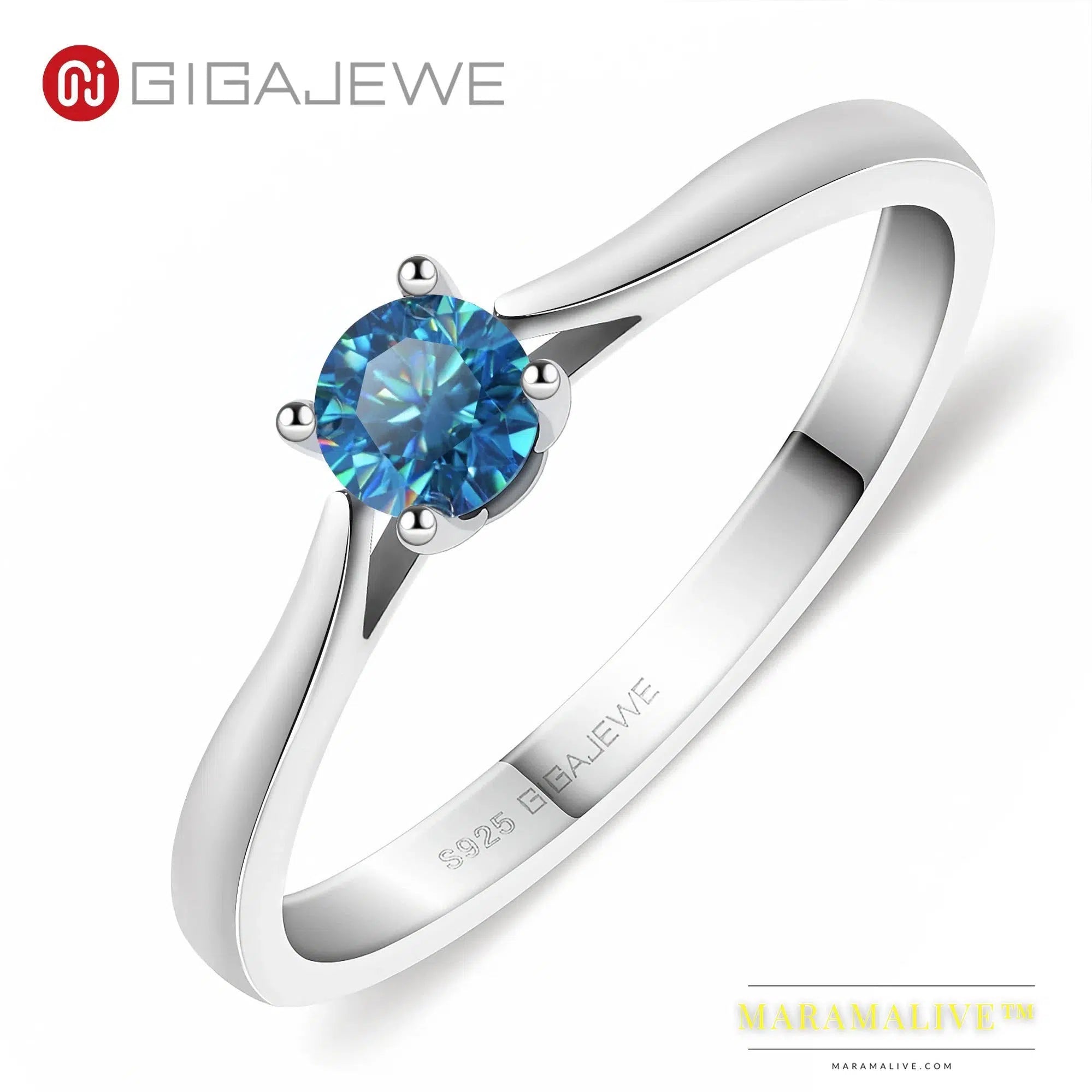 Moissanite 0.3ct 4mm Round Cut Blue/Pink/white 925 Silver Ring Diamond Test Passed Fashion Claw Setting Woman Girl Gift