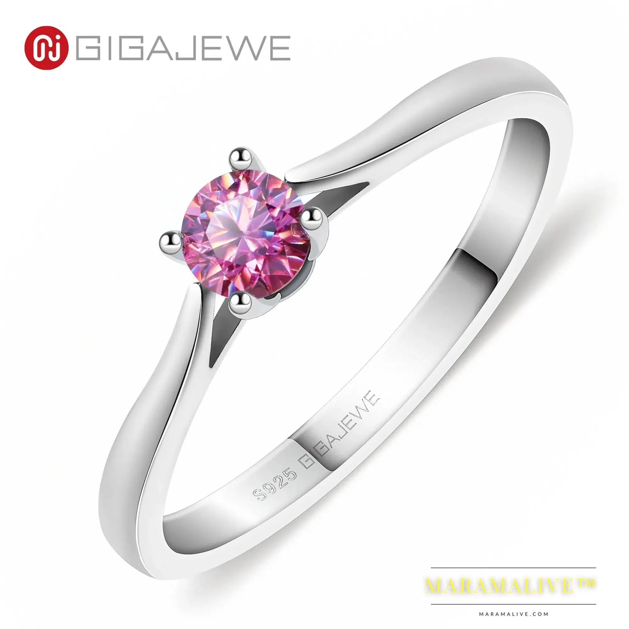 Moissanite 0.3ct 4mm Round Cut Blue/Pink/white 925 Silver Ring Diamond Test Passed Fashion Claw Setting Woman Girl Gift