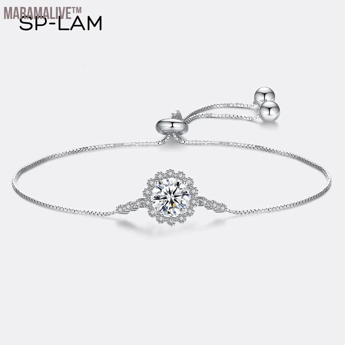 Moissanite Chain Bracelet 925 Sterling Silver Luxury Summer Flower 1Ct Accessories Woman Bride Jewelry For Wedding Pulseira