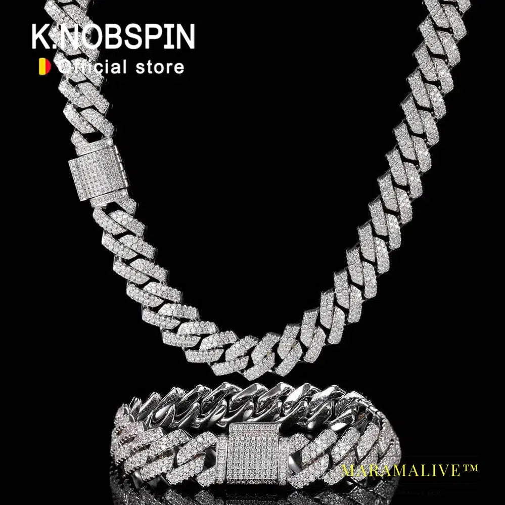 Moissanite Cuban Bracelet 925 Sterling Sliver Plated with 18k White Gold Diamond Cuban Link Chain for Women Man