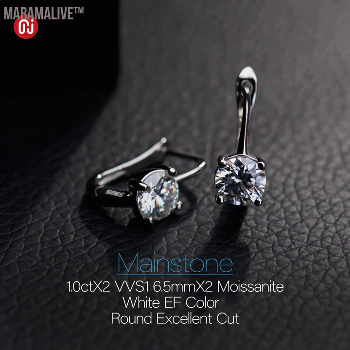 Moissanite D Color VVS1 Total 2ct S925 Silver Drop Earring 18K Gold Plated Diamond Test Passed Jewelry Woman Girl Gift