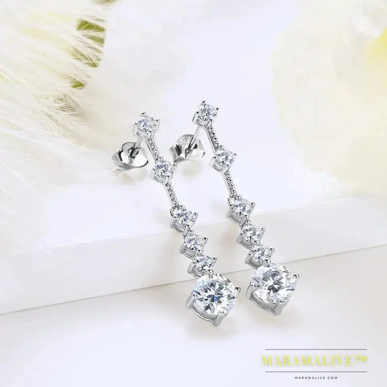 Moissanite Dangle Earrings For Women 3ct a Pair D Color VVS1 Diamond Long Tassel Ear Drops 925 Sterling Silver Fine Jewelry Gift