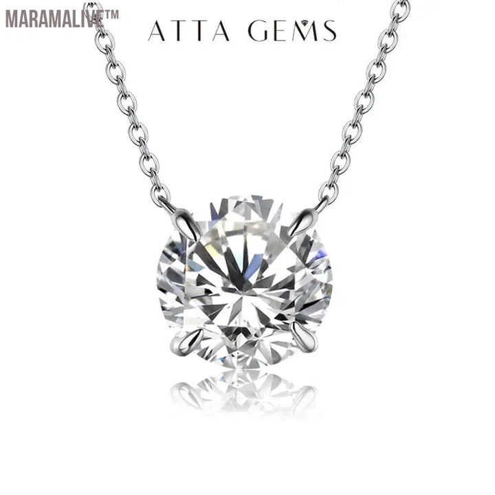 Moissanite Diamond 6.5mm 1CT Necklace For Woman Pendant 925 Silver Necklace For Women Chains Party Bridal Fine Jewelry