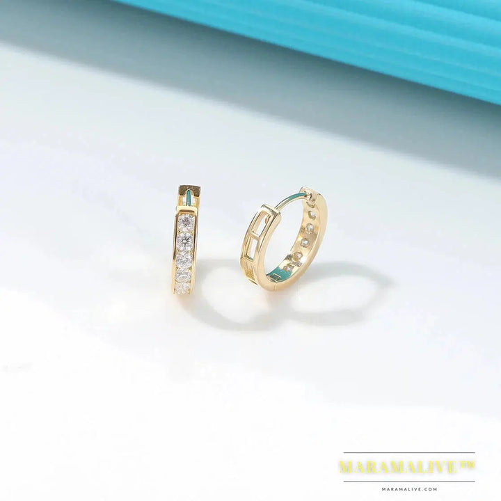 Moissanite Diamond Hoop Earrings 925 Sterling Silver for Women White Gold Plated/18k Gold Plated Fashion Simple Ear Fine Jewelry