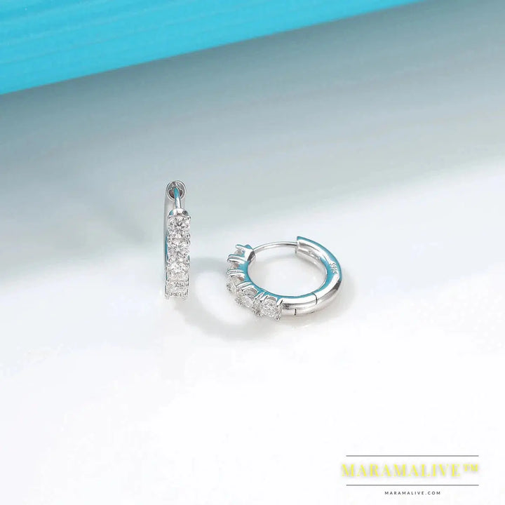 Moissanite Diamond Hoop Earrings 925 Sterling Silver for Women White Gold Plated/18k Gold Plated Fashion Simple Ear Fine Jewelry