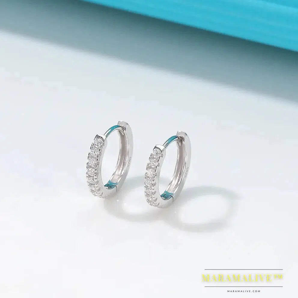 Moissanite Diamond Hoop Earrings 925 Sterling Silver for Women White Gold Plated/18k Gold Plated Fashion Simple Ear Fine Jewelry