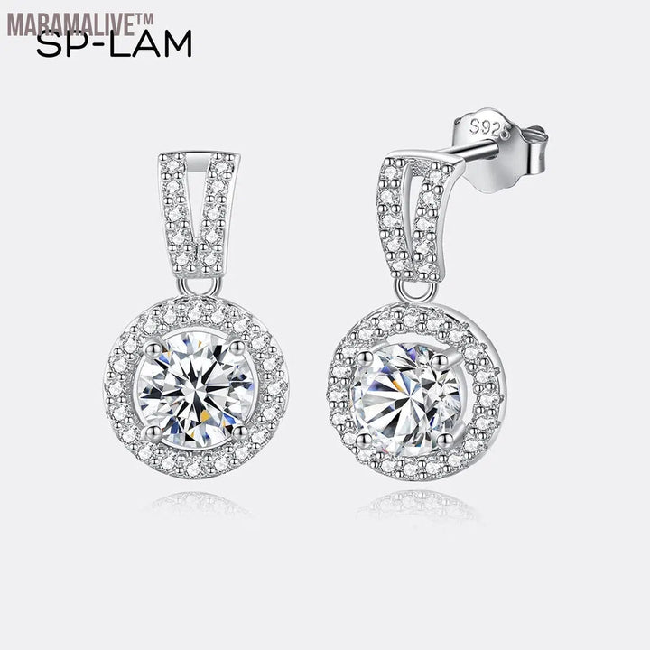 Moissanite Drop Earrings 925 Silver Women Luxury Real GRA I Ct Bridal Wedding Engagement Earing Fine Jewelry Free Shipping