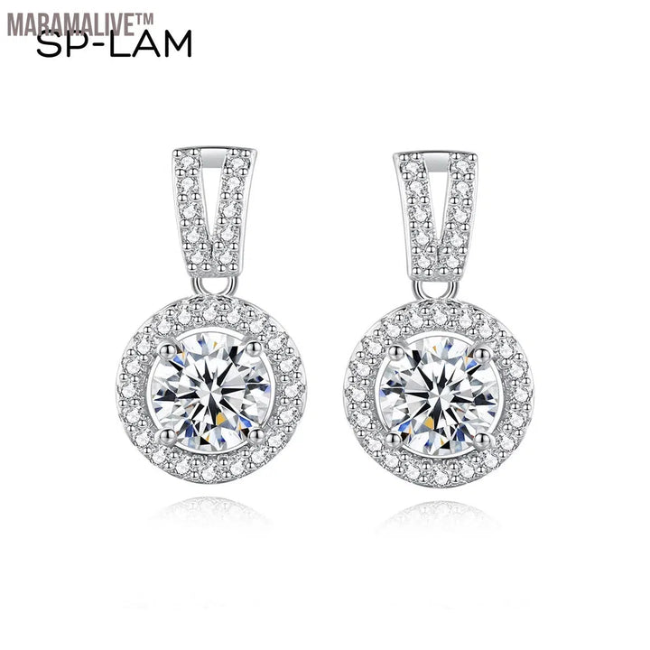 Moissanite Drop Earrings 925 Silver Women Luxury Real GRA I Ct Bridal Wedding Engagement Earing Fine Jewelry Free Shipping