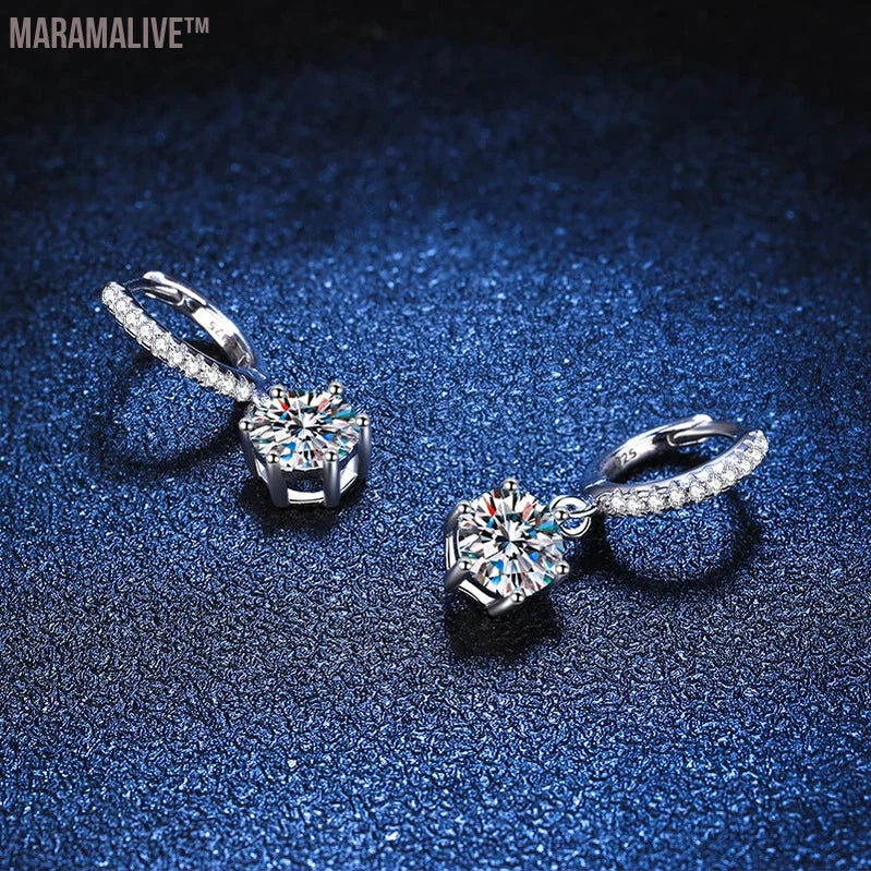 Moissanite Drop Earrings in Silver Sparkle for Women (S925)