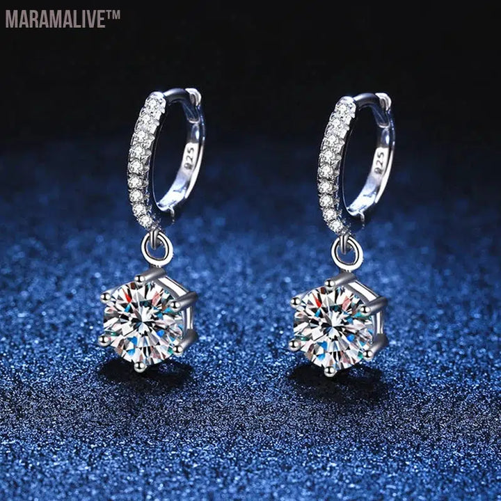 Moissanite Drop Earrings in Silver Sparkle for Women (S925)