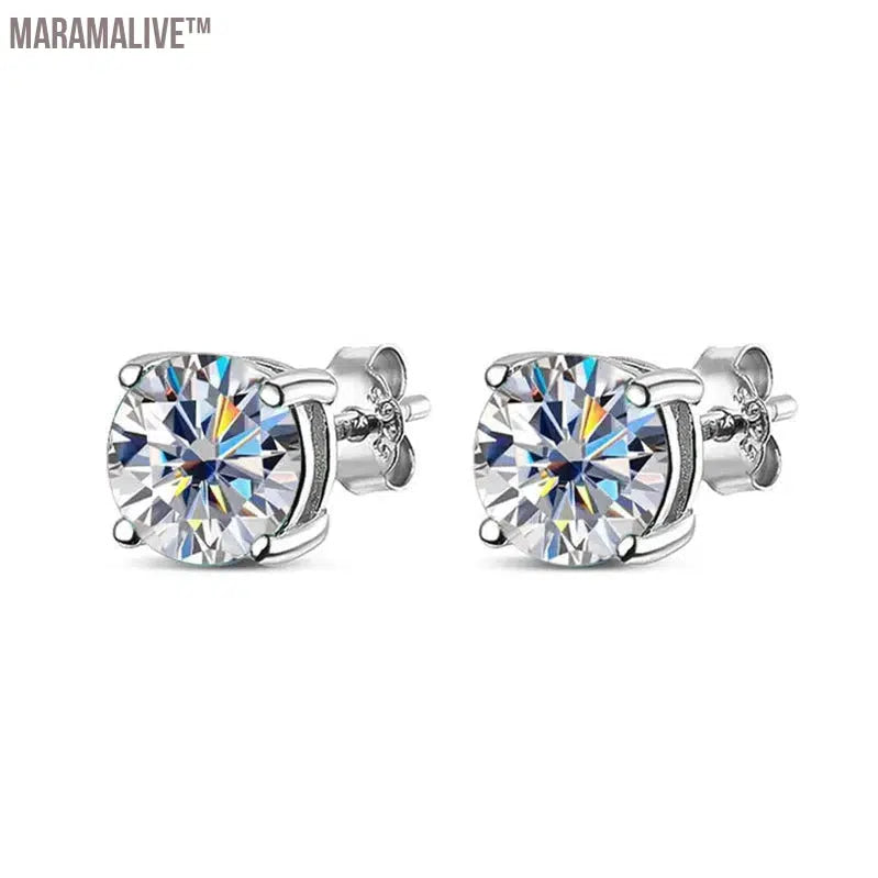 Moissanite Earring S925 Sterling Sliver Plated with 18k White Gold Earring for Women Man Sparkling Fine Jewelry