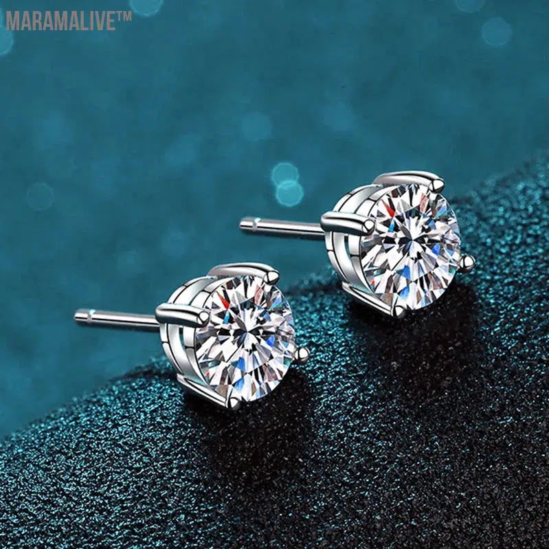 Moissanite Earrings For Women 100% 925 Sterling Silver with White Gold Plated Wedding Jewelry