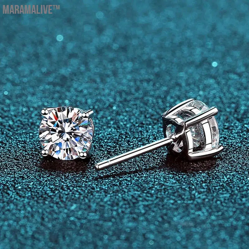 Moissanite Earrings For Women 100% 925 Sterling Silver with White Gold Plated Wedding Jewelry