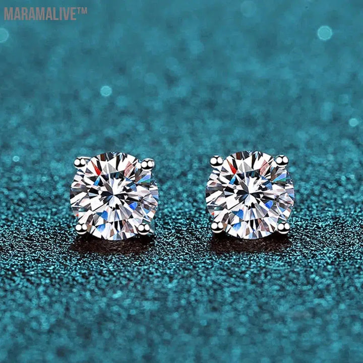 Moissanite Earrings For Women 100% 925 Sterling Silver with White Gold Plated Wedding Jewelry