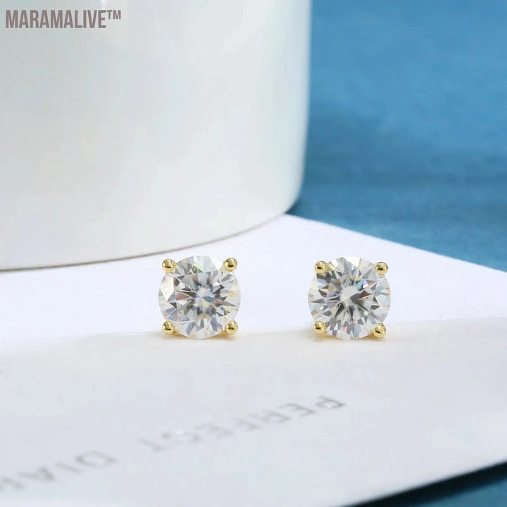 Moissanite Earrings for Women 925 Sterling Silver Plated 18K Gold Earrings Fashion Wedding Lab Created Diamond Gift for Jewelry