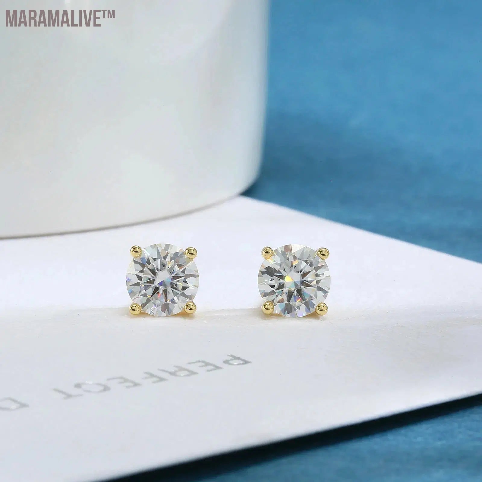 Moissanite Earrings for Women 925 Sterling Silver Plated 18K Gold Earrings Fashion Wedding Lab Created Diamond Gift for Jewelry