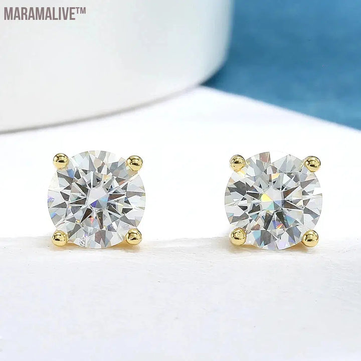 Moissanite Earrings for Women 925 Sterling Silver Plated 18K Gold Earrings Fashion Wedding Lab Created Diamond Gift for Jewelry