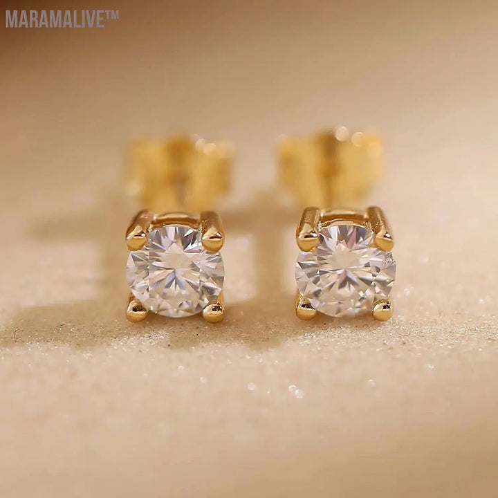 Moissanite Earrings for Women 925 Sterling Silver Plated 18K Gold Earrings Fashion Wedding Lab Created Diamond Gift for Jewelry