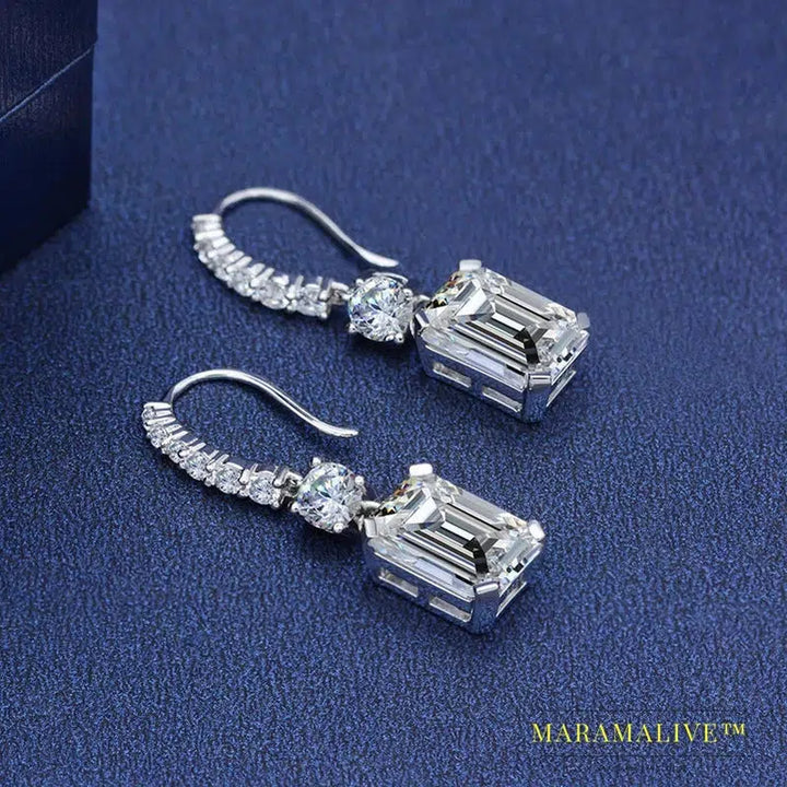 Moissanite Gemstone White Gold Drop Dangle Hook Earrings Fine Jewelry Gift