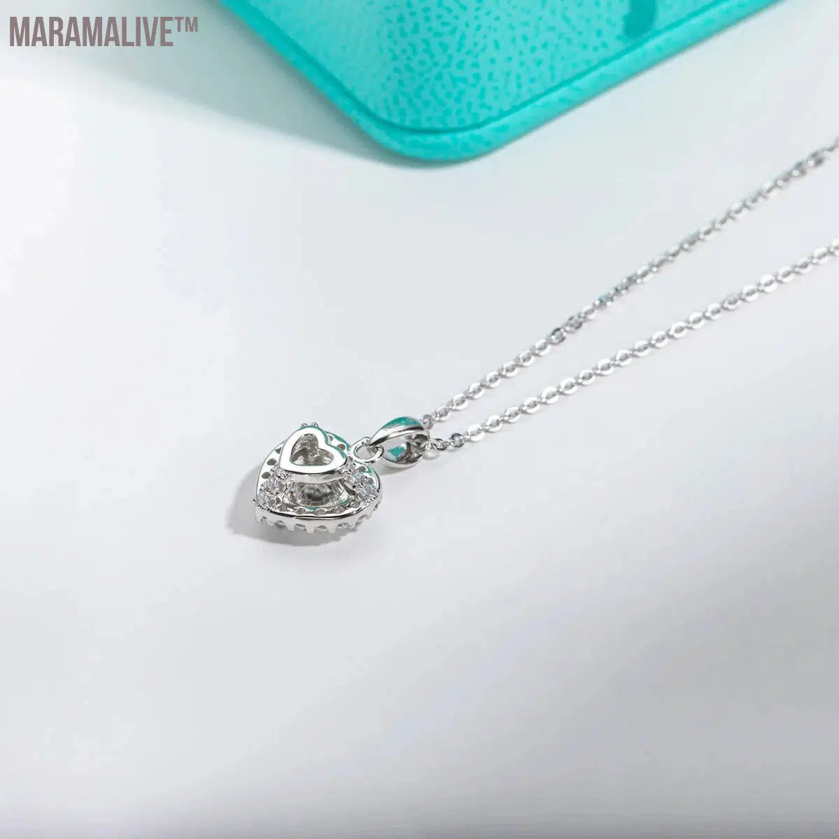 Moissanite Heart Pendant Necklace Sterling Silver Bridal Jewelry