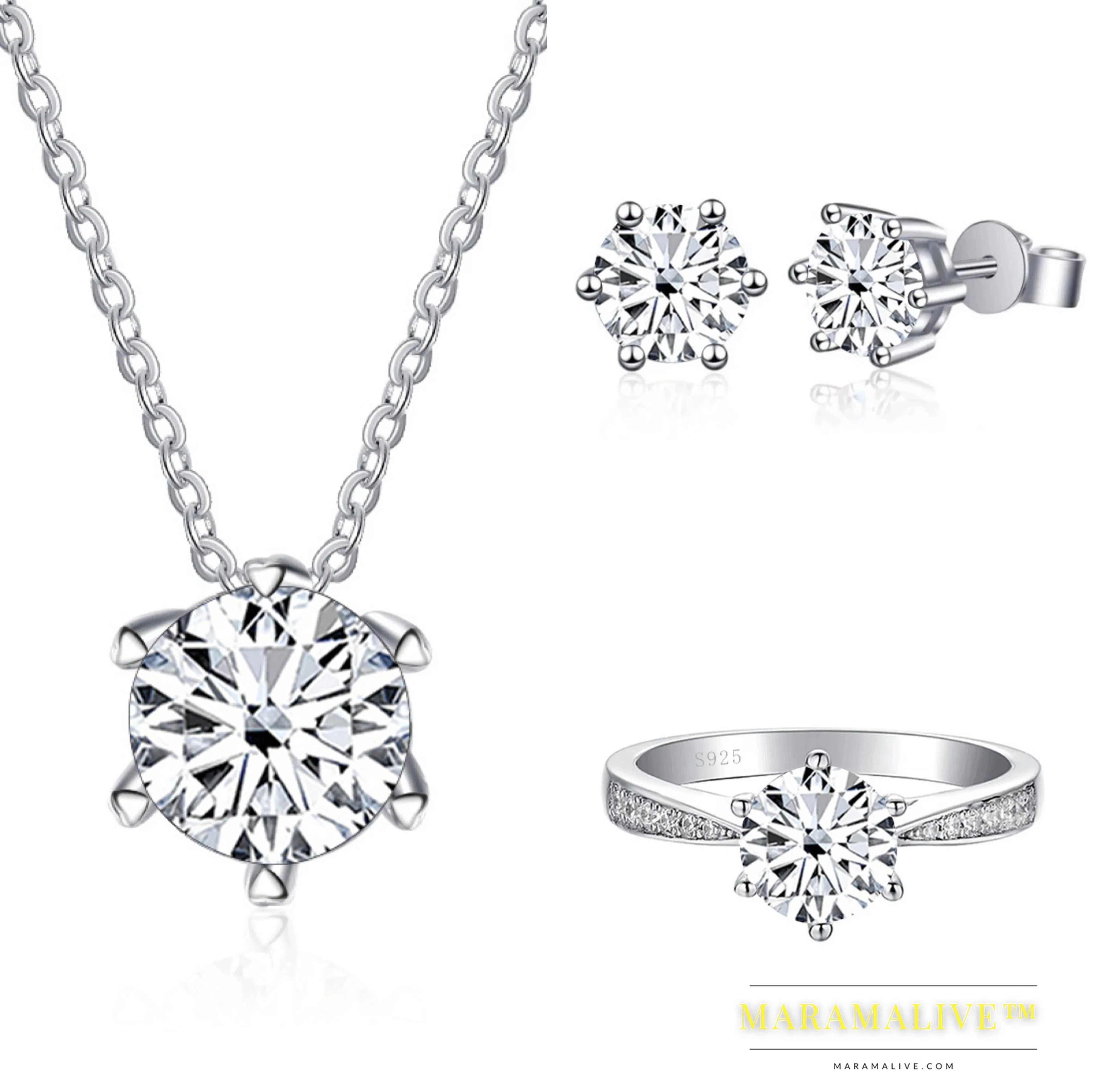 Moissanite Jewelry Set With 1CT D Color VVS 3EX moissanite stone pass diamond test Wedding Luxury Fine Jewelry gift